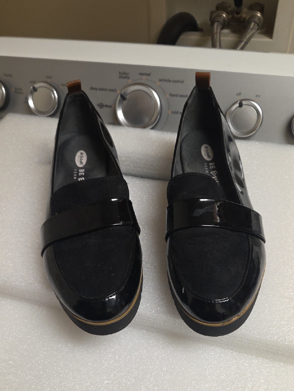 Dr. Scholl's Black Patent & Faux Suede Loafers